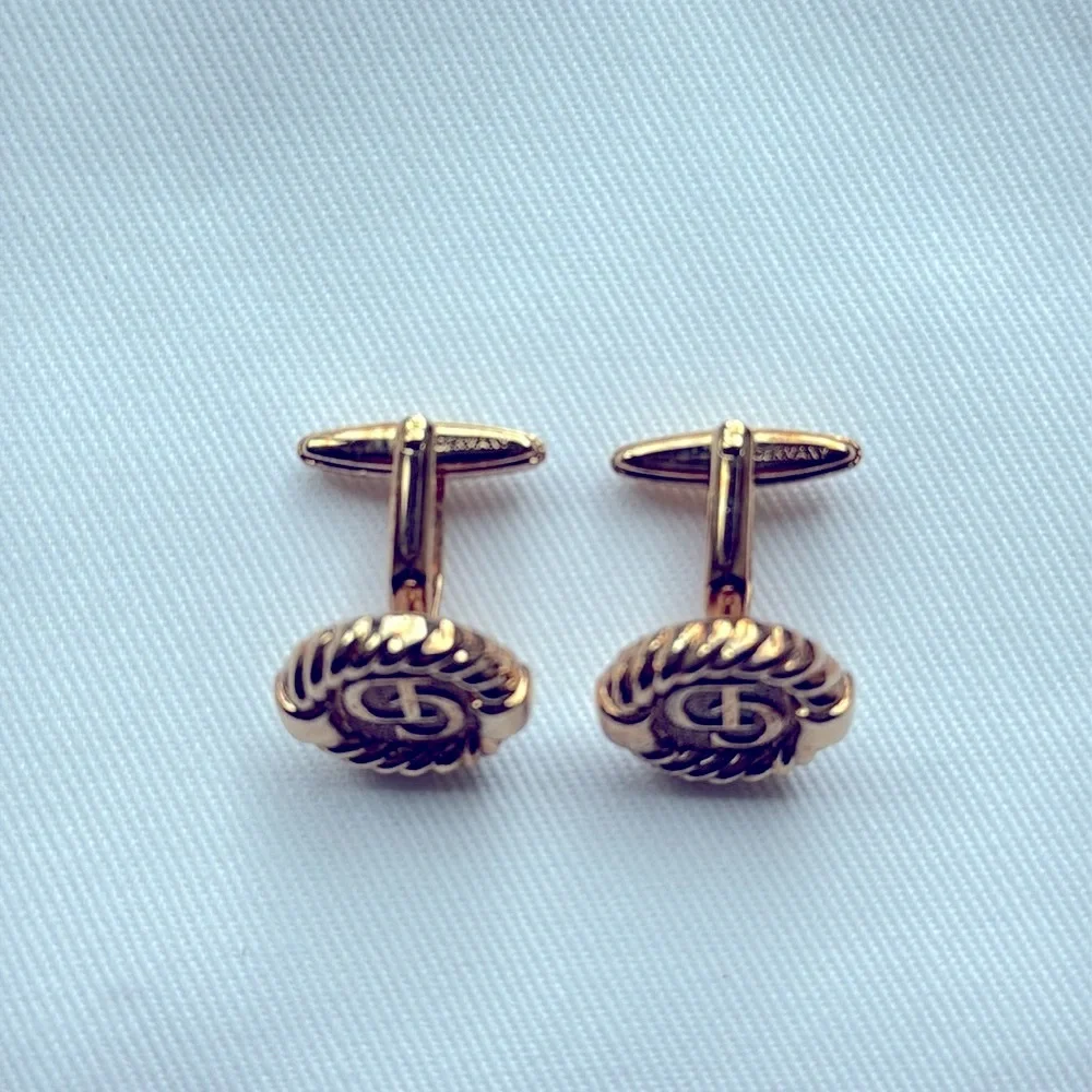 Christian Dior Logo Gold Tone Cufflinks